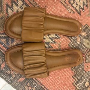 J. Crew Brown leather Women's Slide Sandals